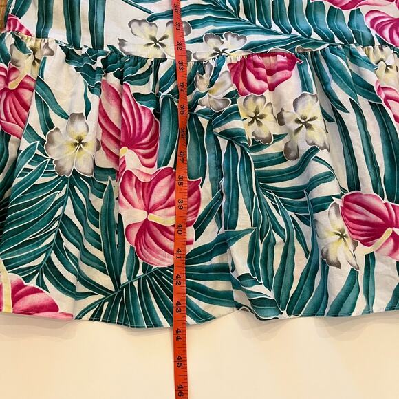 Vintage Hilo Hattie Tropical Print Dress XL Hawaii Palm Leaf Floral Muumuu Midi - Picture 11 of 11